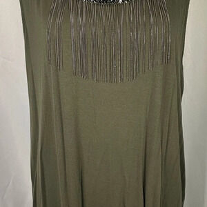 Lane Bryant Green Fringe Tank‎ Top